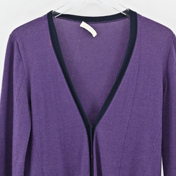 NINA RICCI Sweater Womens Size M Cashmere Blend Purple VNeck‎ Knit Cardigan - Picture 2 of 14